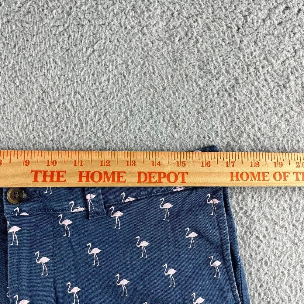 J. Crew Shorts Mens 32 (Fits 33) Blue Chino Flamingos 9